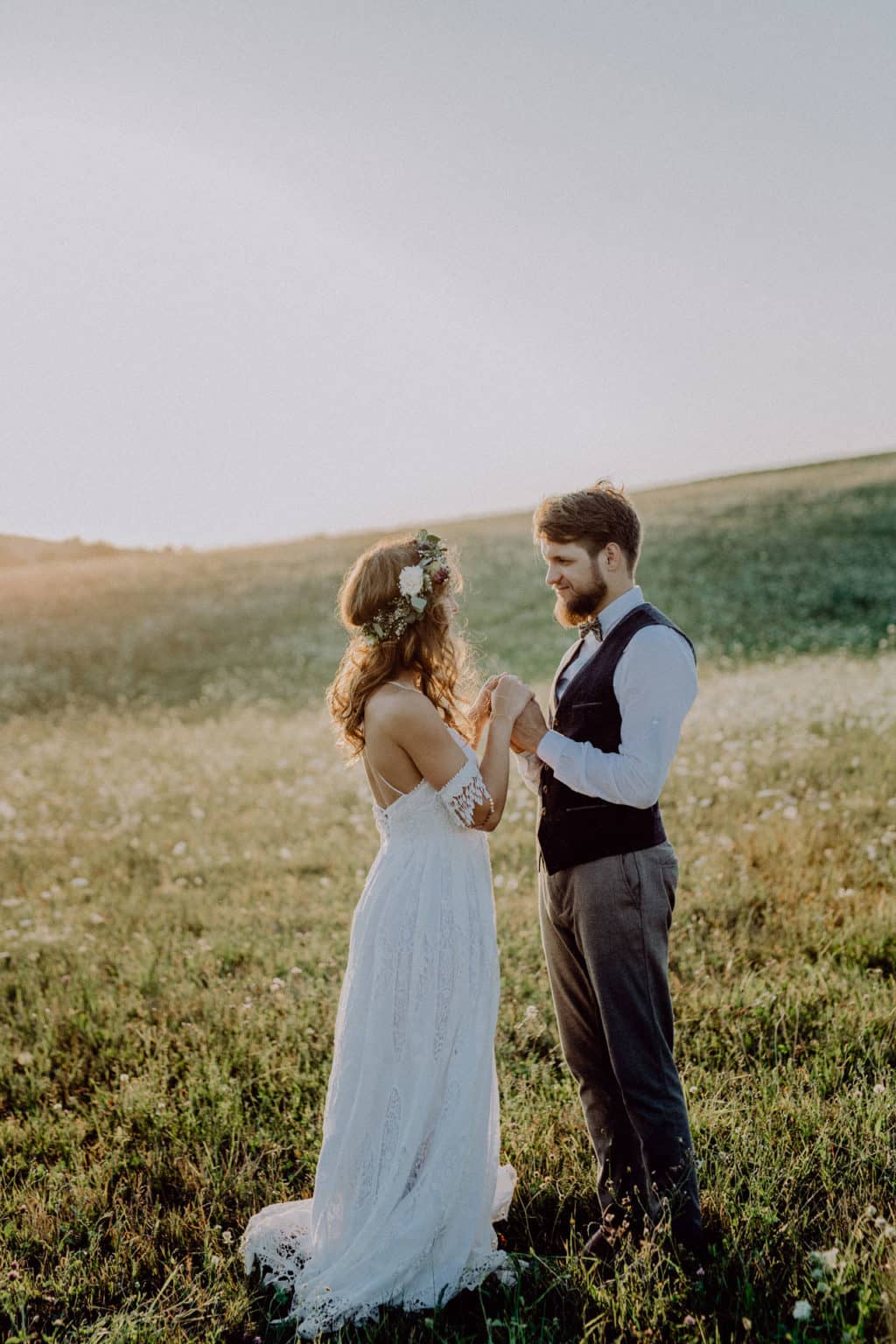 Beautiful Bride & Groom at sunset