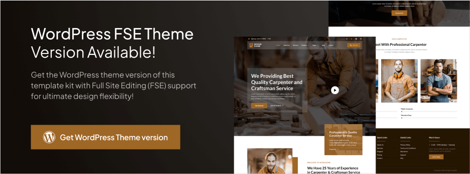 Woodzone – Carpenter & Craftsman Elementor Template Kit