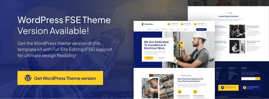 Electriza – Electrical Installation & Maintenance Services Elementor Template Kit
