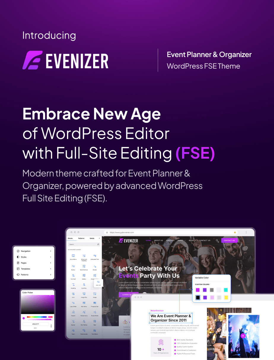 Evenizer – Event Planner & Organizer Gutenverse FSE WordPress Block Theme