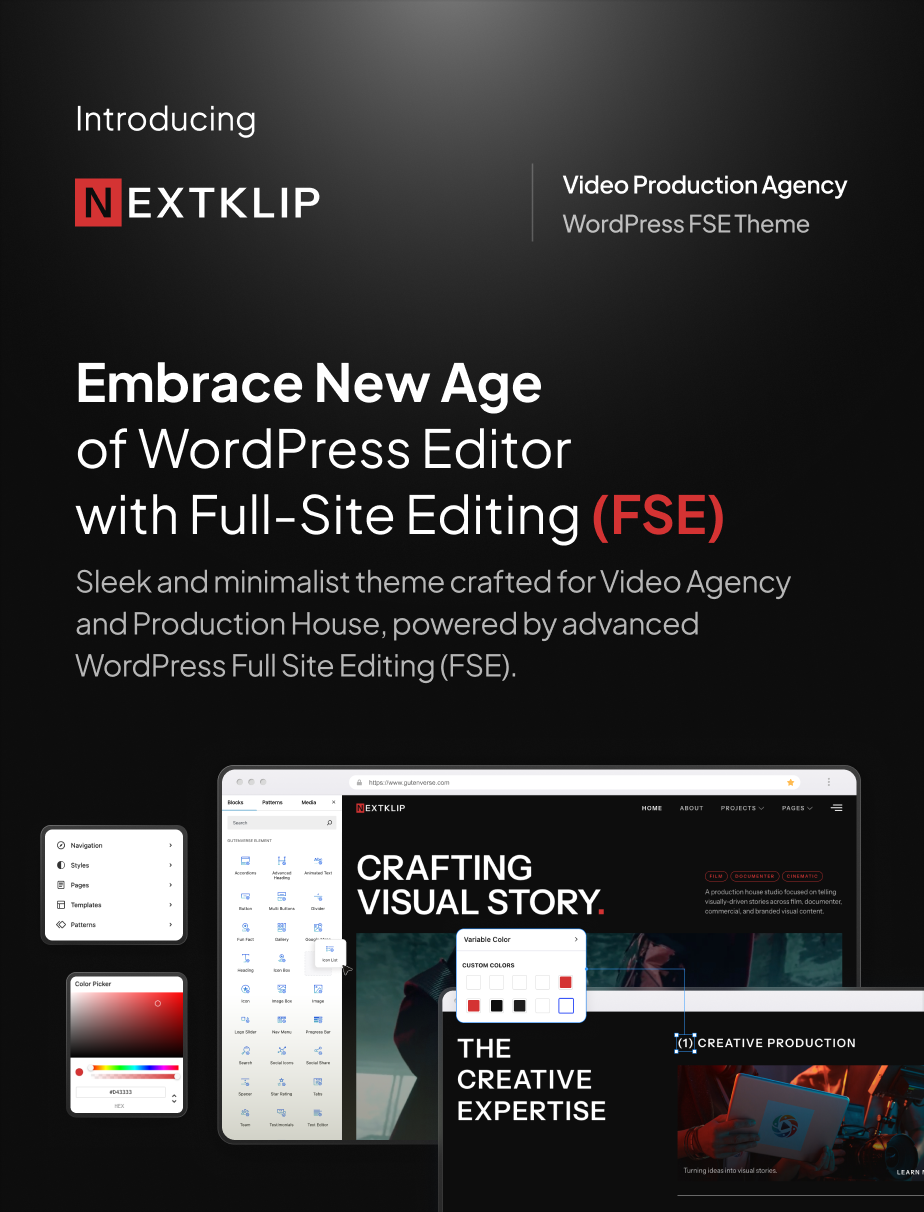 Nextklip – Video Production Agency Gutenverse FSE WordPress Block Theme