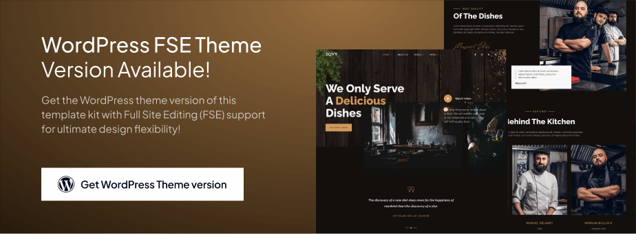 Sovy - Restaurant Elementor Template Kit