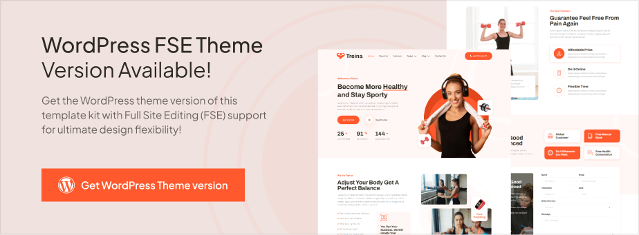 Treina – Personal Trainer & Fitness Elementor Template Kit